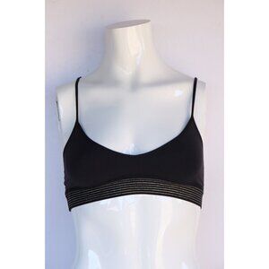Lululemon Size 2 XS Black Sports Bra Striped Elastic Band Cotton V-Strap Back
